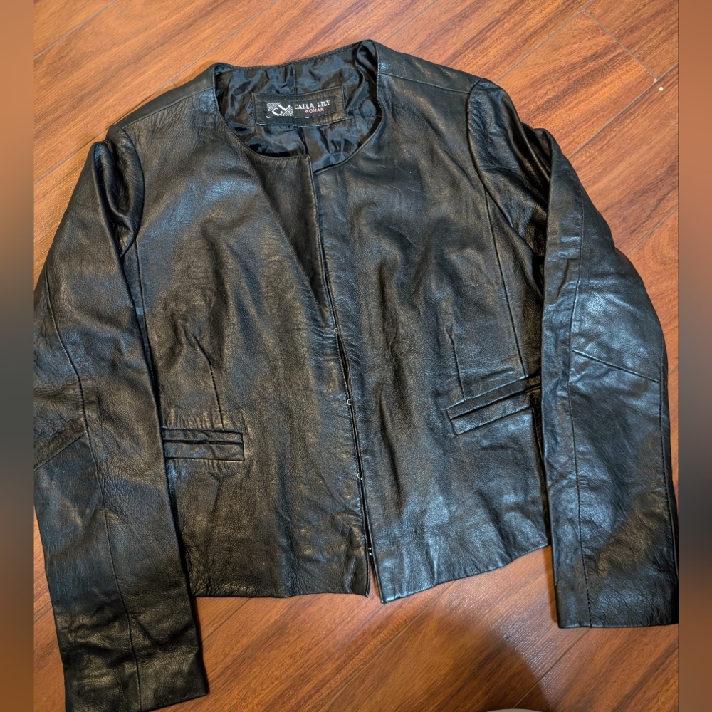 Ladies Black Real Leather Jacket